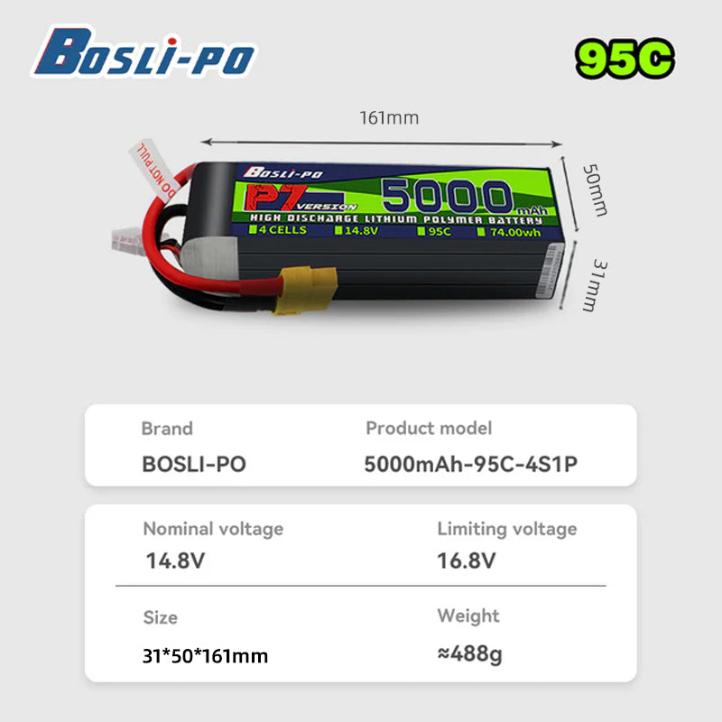 Boslipo P7 Version 5000mAh 95C - Drone Racing Battery review and price