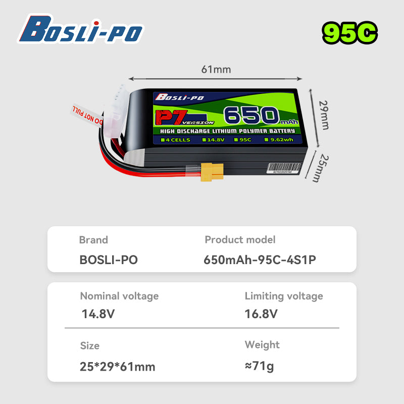 Boslipo P7 Version 650mAh 95C  - Drone Racing Battery review and price
